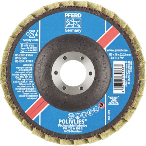 PFERD DISC FLAP ALUMINIUM OXIDE 125MM POLIVLIES COURSE